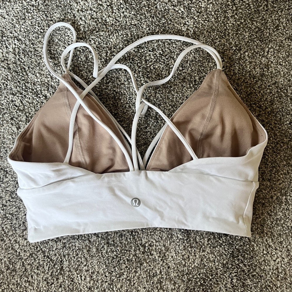 White Lululemon strappy plunge sports bra